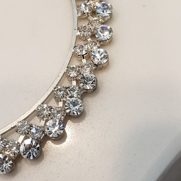 ☮ Silvertone and Crystal Hoop Earrings - Picture 3 of 3